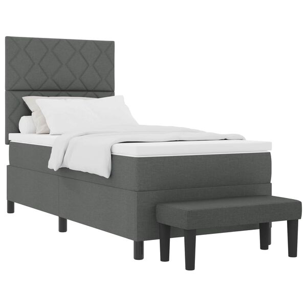 vidaXL Boxspringbett mit Matratze Dunkelgrau 100 x 200 cm Stoff
