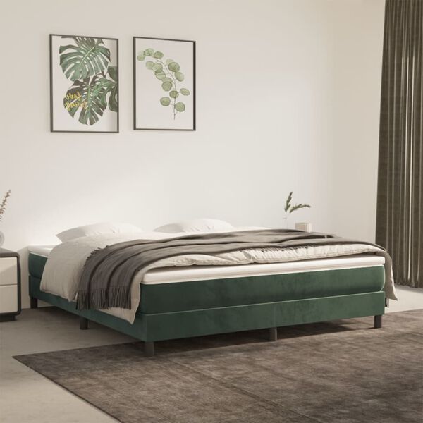 vidaXL Boxspringbettgestell Dunkelgr&uuml;n 160x200 cm Samt