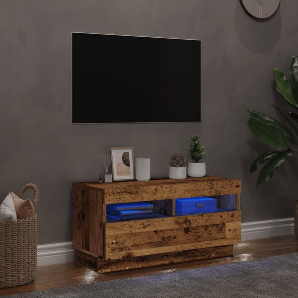 vidaXL TV-Schrank mit LED-Leuchten Altholz-Optik 80x35x40 cm
