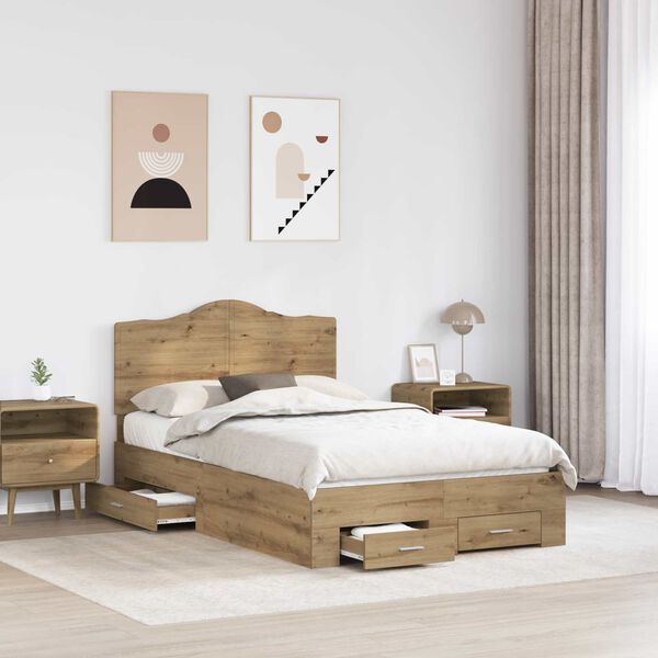 vidaXL Bettrahmen Artisan-Eiche 120 x 200 cm Holzwerkstoff