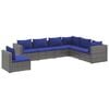vidaXL 7-tlg. Garten-Lounge-Set mit Kissen Poly Rattan Grau