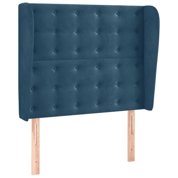 vidaXL Kopfteil mit Ohren Dunkelblau 93x23x118/128 cm Samt