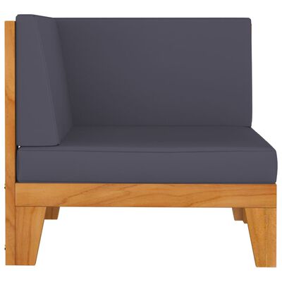 vidaXL 2-Sitzer-Sofa mit Dunkelgrauen Kissen Akazie Massivholz