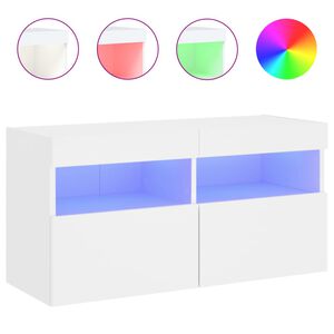 vidaXL TV-Wandschrank mit LED-Leuchten Wei&szlig; 80x30x40 cm