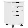vidaXL Rollschrank Mit Rad Wei&szlig; 34 x 39 x 56 cm Massives Kiefernholz