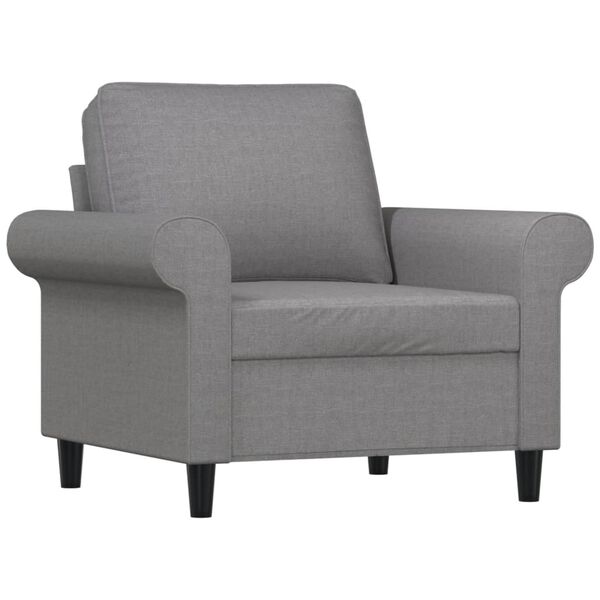 vidaXL Sessel mit Hocker Hellgrau 60 cm Stoff