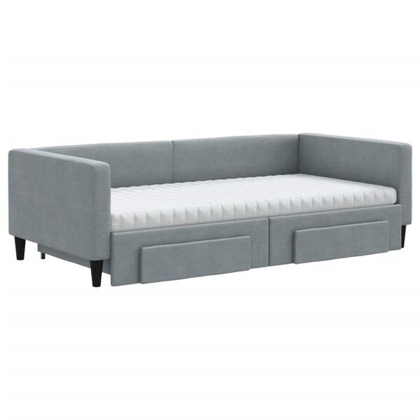 vidaXL Tagesbett Ausziehbar mit Schubladen Hellgrau 100x200 cm Stoff