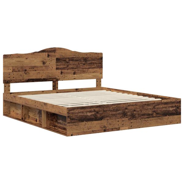 vidaXL Bettrahmen Altholz 200 x 200 cm Massives Kiefernholz