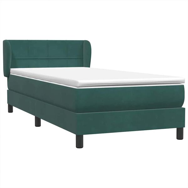 vidaXL Boxspringbett mit Matratze Dunkelgr&uuml;n 80x210 cm Samt