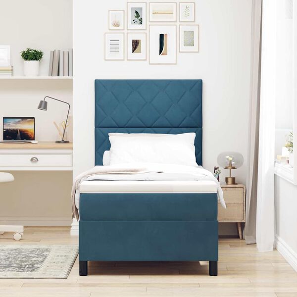 vidaXL Boxspringbett mit Matratze Dunkelblau 90 x 190 cm Stoff