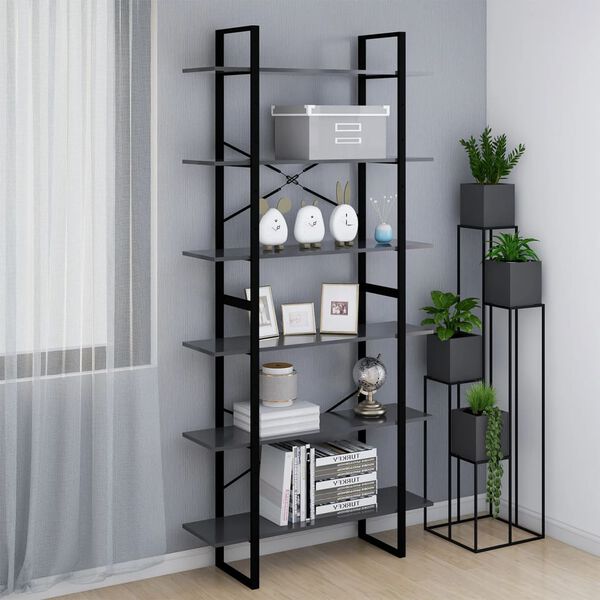 vidaXL Hochschrank Grau 100x30x210 cm Holzwerkstoff