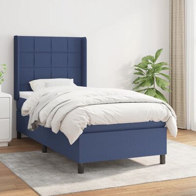 vidaXL Boxspringbett mit Matratze Blau 80x200 cm Stoff