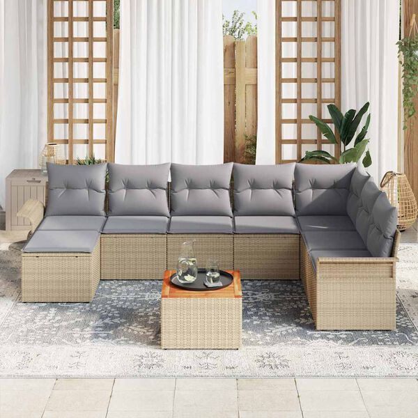 vidaXL Garten-Sofa-Set 9 pcs Beige Poly Rattan