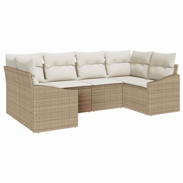 vidaXL Gartensofa-set mit Speicher 6 pcs Beige und Creme Poly-Rattan