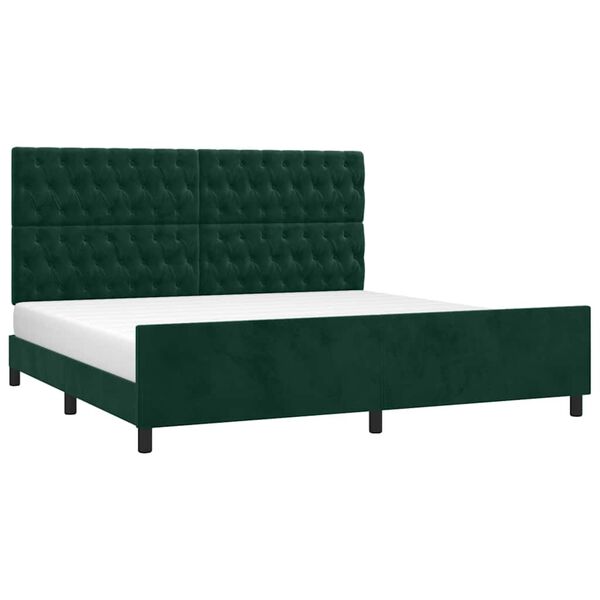 vidaXL Bettgestell ohne Matratze Dunkelgr&uuml;n 200x200 cm Samt