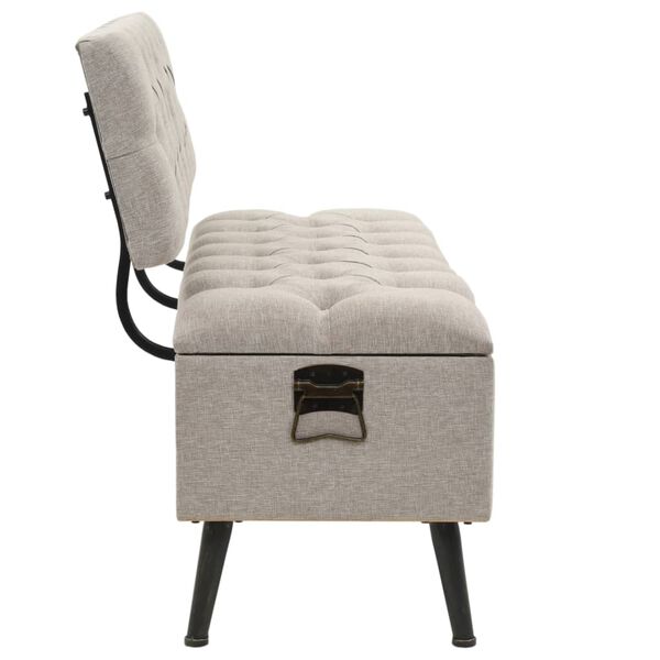 vidaXL Sitzbank mit Stauraum und R&uuml;ckenlehne 110cm Creme Stoff