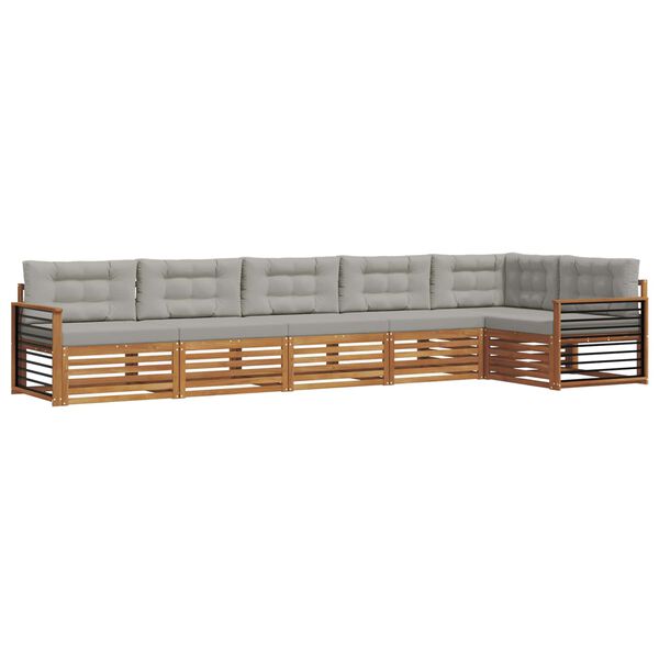 vidaXL Outdoor-Sofagarnitur mit Kissen 6 pcs Nat&uuml;rlich und Hellgrau