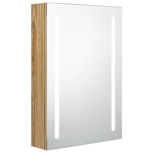 vidaXL LED-Bad-Spiegelschrank Eichenoptik 50x13x70 cm