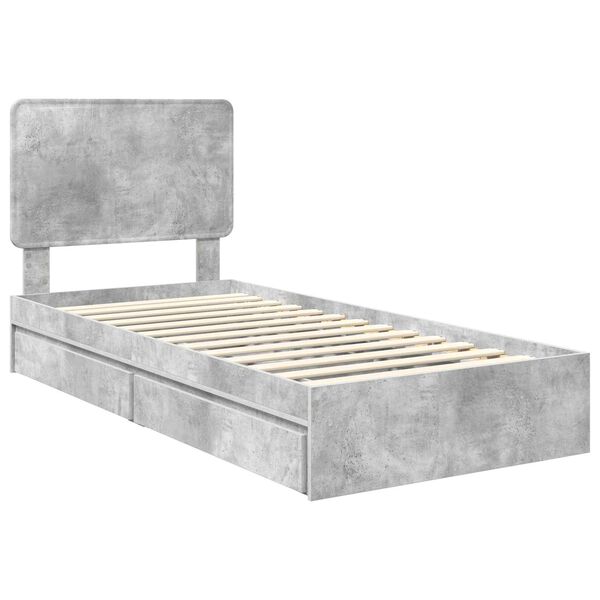vidaXL Aufbewahrungsbett Beton Grau 90 x 190 cm Holzwerkstoff