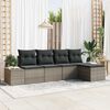 vidaXL Garten-Sofa-Set mit Kissen 5 pcs Grau Poly-Rattan