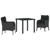 vidaXL Garten Essgruppe mit Kissen 3 pcs Schwarz Poly-Rattan