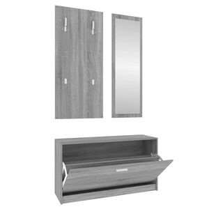 vidaXL 3-tlg. Flurm&ouml;bel-Set Grau Sonoma Holzwerkstoff