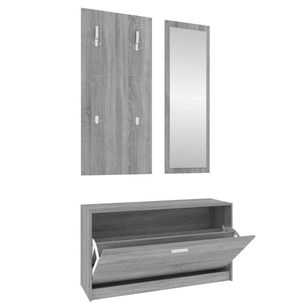 vidaXL 3-tlg. Flurm&ouml;bel-Set Grau Sonoma Holzwerkstoff