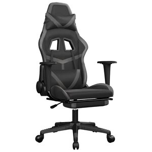 vidaXL Gaming-Stuhl mit Massage & Fu&szlig;st&uuml;tze Schwarz & Grau Kunstleder