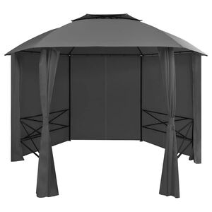 vidaXL Gartenpavillon mit Vorh&auml;ngen Sechseckig 360x265 cm