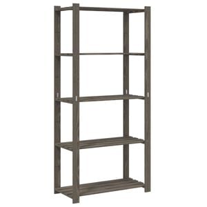 vidaXL Lagerregal mit 5 B&ouml;den Grau 80x38x170 cm Massivholz Kiefer