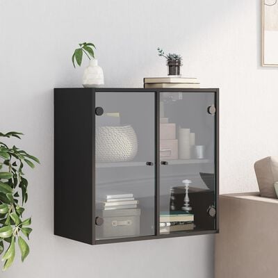 vidaXL Wandschrank mit Glastüren Schwarz 68x37x68,5 cm