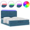 vidaXL Ottoman-Bett mit Matratzen & LED Dunkelblau 200x200 cm Samt