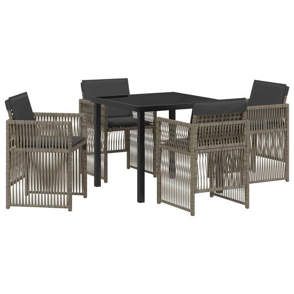 vidaXL Garten Essgruppe 5 pcs Grau Pulverbeschichteter Stahl
