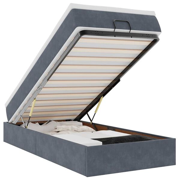 vidaXL Ottoman-Bett mit Matratze Dunkelgrau 80x200 cm Samt