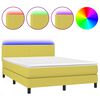 vidaXL Boxspringbett mit Matratze & LED Gr&uuml;n 140x200 cm Stoff