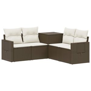 vidaXL Sofa Set 5 stk. Braun und Creme Wei&szlig; 179 x 179 x 85 cm