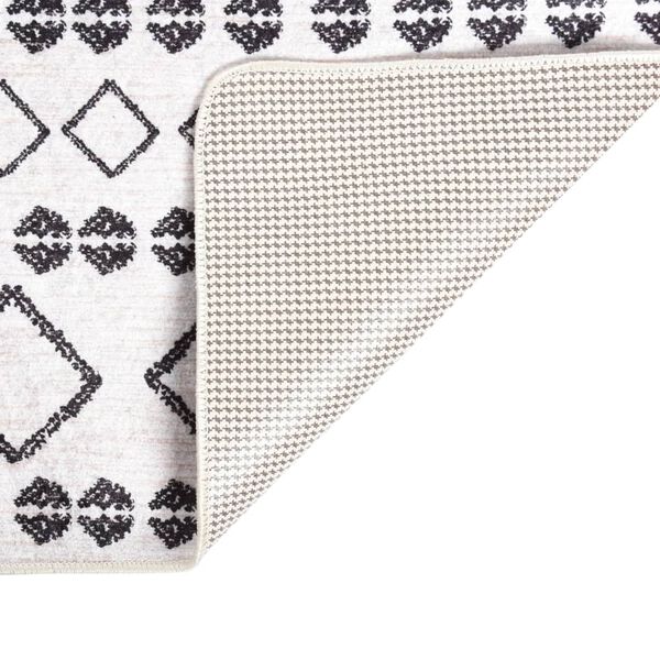 vidaXL Teppich Waschbar 80x300 cm Schwarz und Wei&szlig; Rutschfest