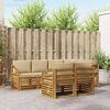vidaXL Ecksofa Set mit Kissen 7 pcs Natur und Beige Massivholz Akazie