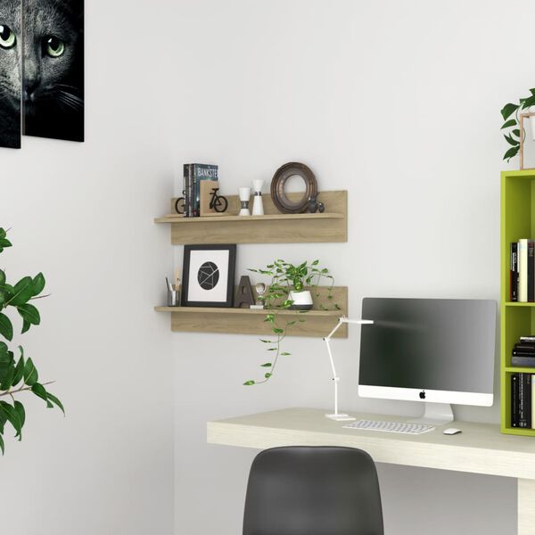 vidaXL Wandregale 2 Stk. Sonoma-Eiche 80x11,5x18 cm Holzwerkstoff