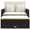 vidaXL Gartensofa mit Kissen 2-Sitzer Schwarz Poly Rattan&Akazienholz