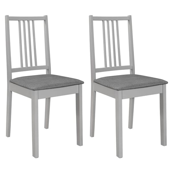 vidaXL Esszimmerst&uuml;hle mit Kissen 2 Stk. Grau Massivholz