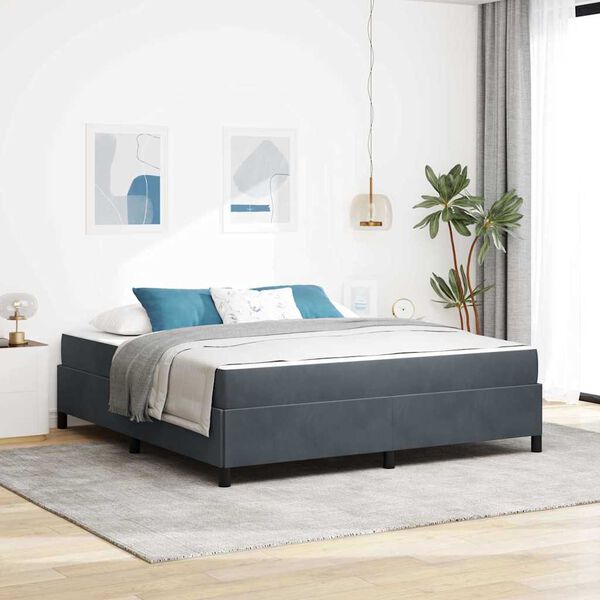 vidaXL Bettrahmen mit Matratze Dunkelgrau 180 x 200 cm Stoff