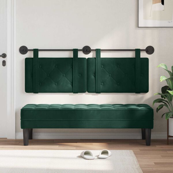 vidaXL H&auml;ngevorderseite Wandmontiert Dunkelgr&uuml;n 150 x 55 x 5 cm Samt