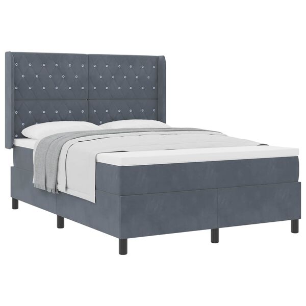 vidaXL Boxspringbett mit Matratze Dunkelgrau 160 x 200 cm Samt