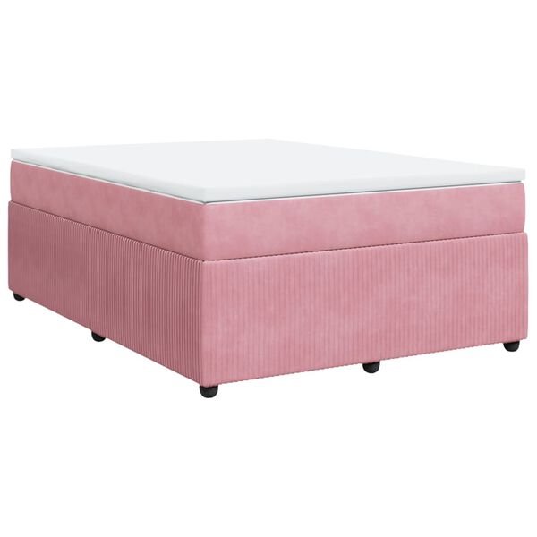 vidaXL Boxspringbett mit Matratze Rosa 140x200 cm Samt