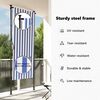 vidaXL Au&szlig;enrollo Blau und Wei&szlig; 100x270 cm Stoff und Stahl