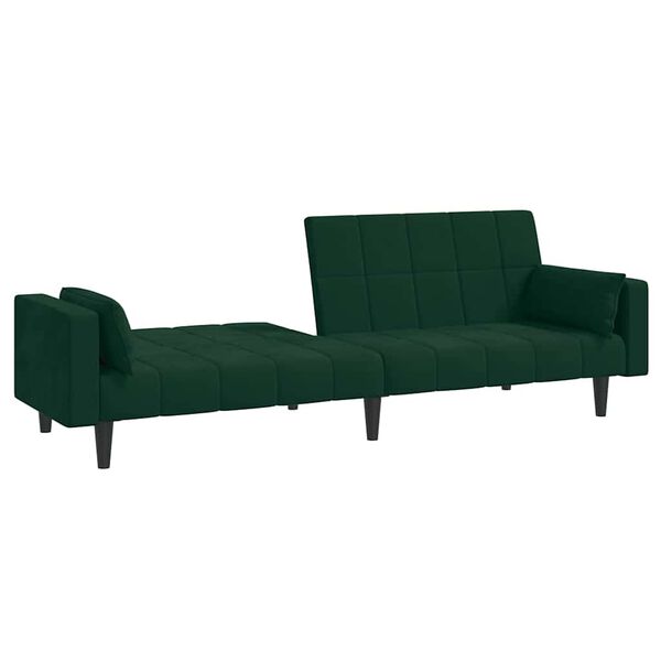 vidaXL Schlafsofa 2-Sitzer mit 2 Kissen Dunkelgr&uuml;n Samt