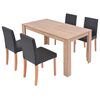 vidaXL Esszimmertisch und St&uuml;hle 5-tlg. Kunstleder Eiche Schwarz