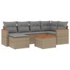 vidaXL 7-tlg. Garten-Sofagarnitur mit Kissen Beige Poly Rattan