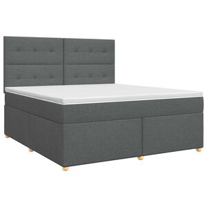 vidaXL Boxspringbett mit Matratze Dunkelgrau 140 x 200 cm Stoff